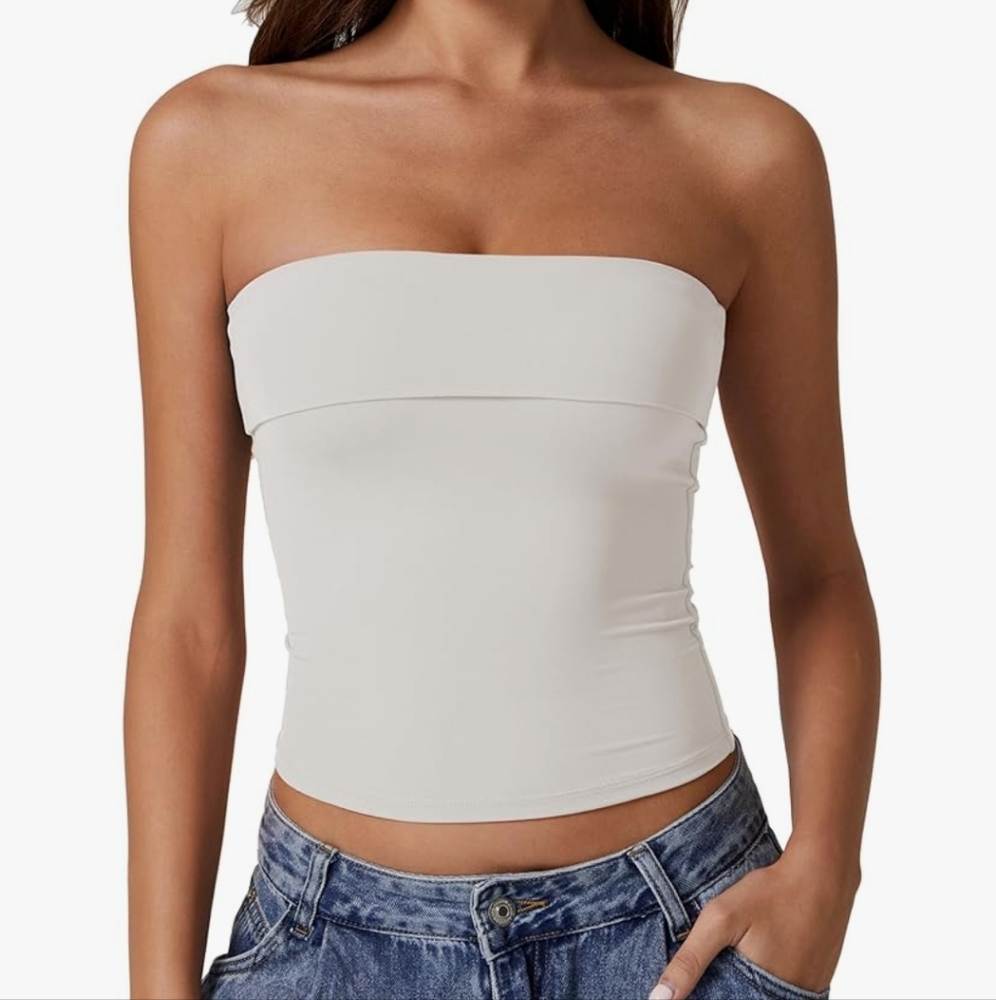 Elegant White Strapless Top